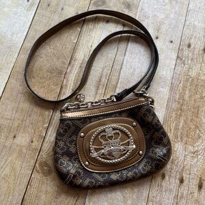 Kathy Van Zealand Small Crossbody Purse Gold Brown Tones 22 Inch Strap